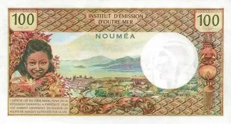 New Caledonia 100 Francs, 1969 reverse