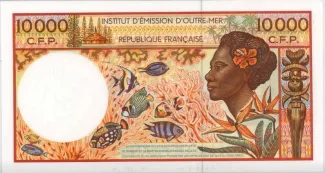 French Pacific Territories 10.000 Francs CFP, 1986-2013 reverse