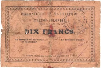 Martinique 10 Francs, 1884 image