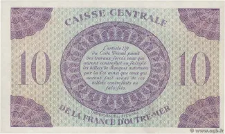 Martinique 10 Francs, 1944 reverse