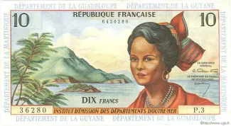 French West Indies 10 Francs, 1964 image