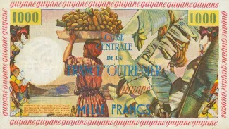 French Guiana 10 New, 1961 reverse