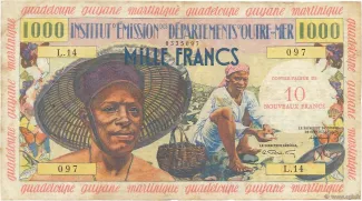 French West Indies 10 Nouveaux, 1961 image