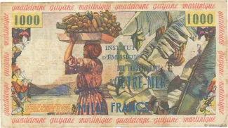 French West Indies 10 Nouveaux, 1961 reverse