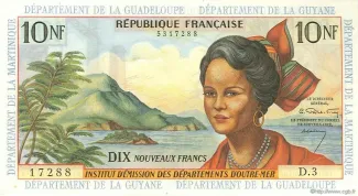 French West Indies 10 Nouveaux, 1963 image
