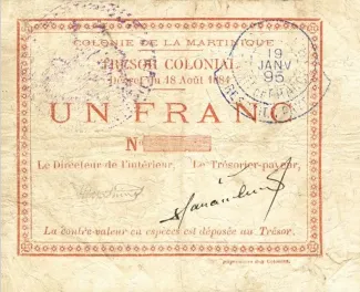 Martinique 1 Franc, 1884 image