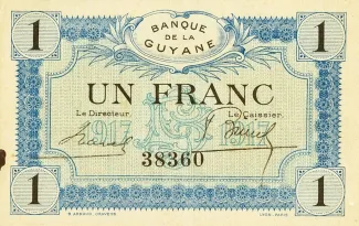French Guiana 1 Franc, 1917 image