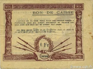 New Caledonia 1 Franc, 1918-1919 reverse