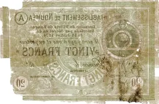 New Caledonia 20 Francs, 1875 reverse