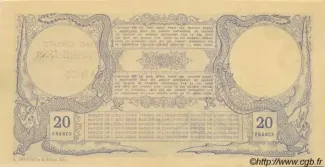 New Caledonia 20 Francs, 1888 reverse