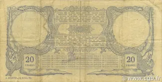 New Caledonia 20 Francs, 1910-1913 reverse