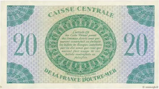Guadeloupe 20 Francs, 1944 reverse