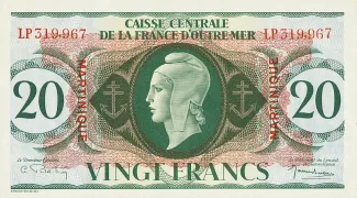 Martinique 20 Francs, 1944 image