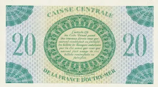 Martinique 20 Francs, 1944 reverse