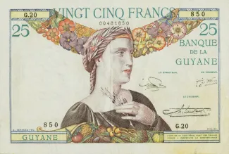 French Guiana 25 Francs, 1945 image