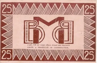 Martinique 25 Francs, 1942 reverse