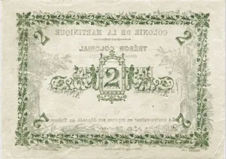 Martinique 2 Francs, 1884 reverse
