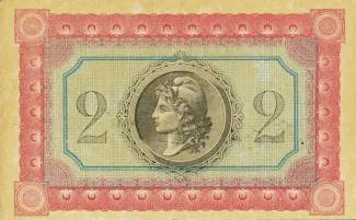 French Guiana 2 Francs, 1917 reverse