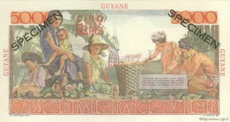 French Guiana 5.000 Francs, 1947-1949 reverse