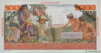 Guadeloupe 5.000 Francs, 1952 reverse