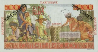 Martinique 5.000 Francs, 1952 reverse