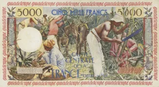 Guadeloupe 5.000 Francs, 1960 reverse