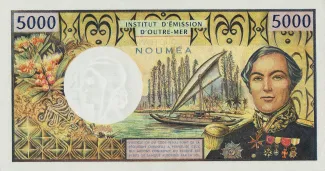 New Caledonia 5.000 Francs, 1971-1984 reverse