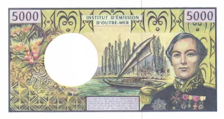 French Pacific Territories 5.000 Francs, 1992-2013 reverse