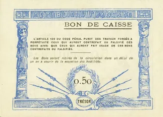 New Caledonia 50 Centimes, 1918-1919 reverse
