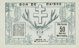 New Caledonia 50 Centimes, 1943 reverse