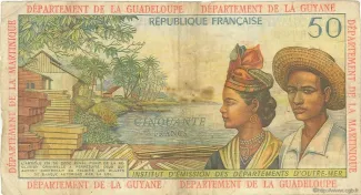 French West Indies 50 Francs, 1964 reverse