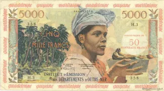 French West Indies 50 Nouveaux, 1961 image