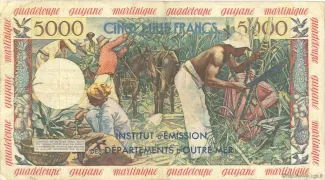 French West Indies 50 Nouveaux, 1961 reverse