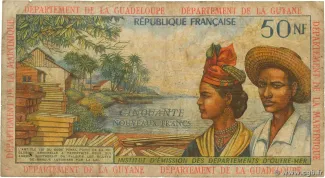 French West Indies 50 Nouveaux, 1963 reverse
