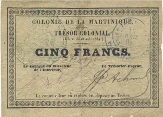 Martinique 5 Francs, 1884 image