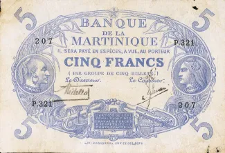 Martinique 5 Francs, 1901 image