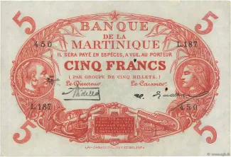 Martinique 5 Francs, 1932 image