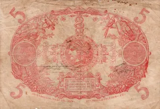 French Guiana 5 Francs, 1922-1947 reverse