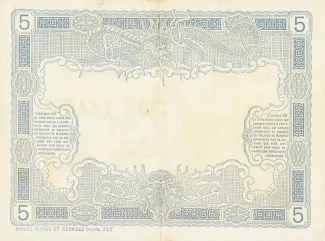 New Caledonia 5 Francs, 1924 reverse