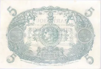 Martinique 5 Francs, 1934-1945 reverse