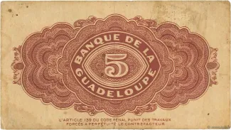 Guadeloupe 5 Francs, 1942 reverse