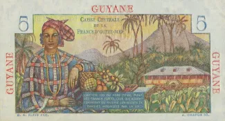 French Guiana 5 Francs, 1946 reverse