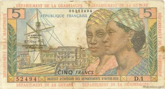 French West Indies 5 Francs, 1964 image