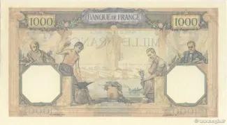 France 1.000 Francs, 1927-1937 reverse