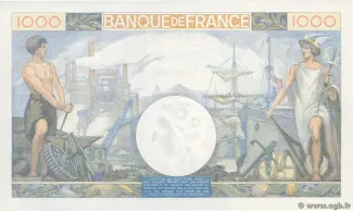 France 1.000 Francs, 1940-1944 reverse