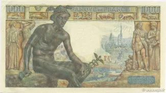 France 1.000 Francs, 1942-1944 reverse