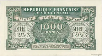 France 1.000 Francs, 1945 reverse