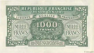 France 1.000 Francs, 1945 reverse