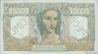 France 1.000 Francs, 1945-1950 reverse