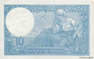 France 10 Francs, 1916-1937 reverse